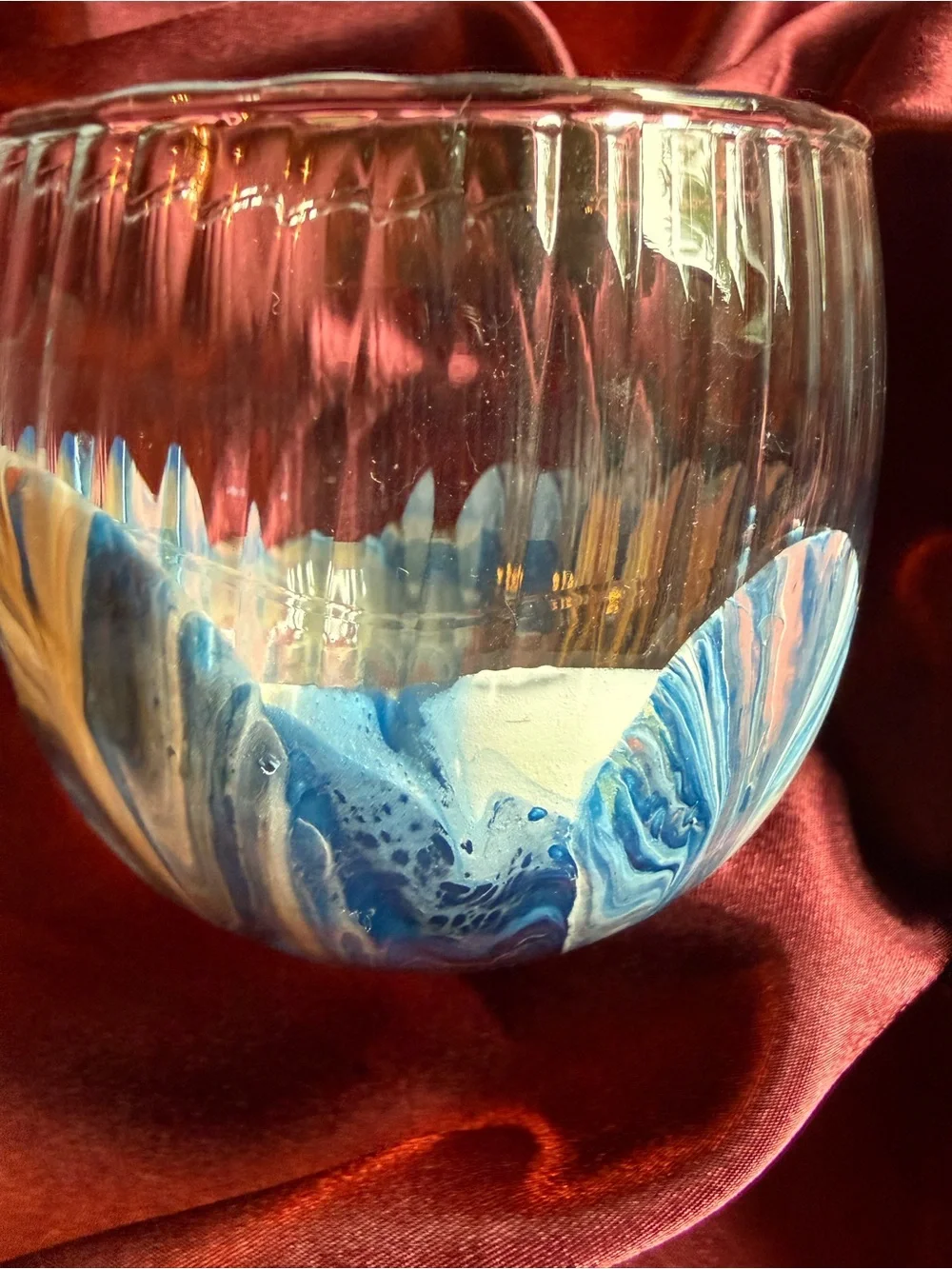 Hand dipped textured, ribbed glass candle holder votive glasses